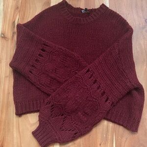 Gorgeous Dear John Wine Colored Cropped, Crew Neck Sweater XL